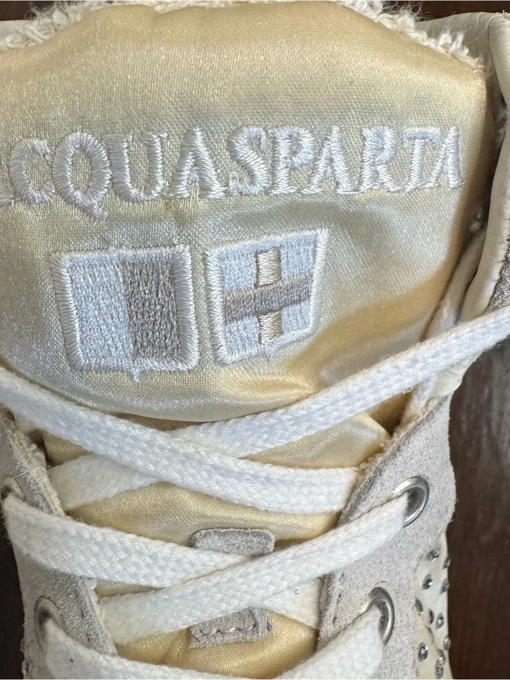 D'ACQUASPARTA Shoes Women  38 EU 7.5 US High Top Sneakers Suede Crystals Italy